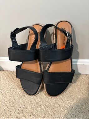 Lucky Brand Black Double-Strap Slingback Sandals